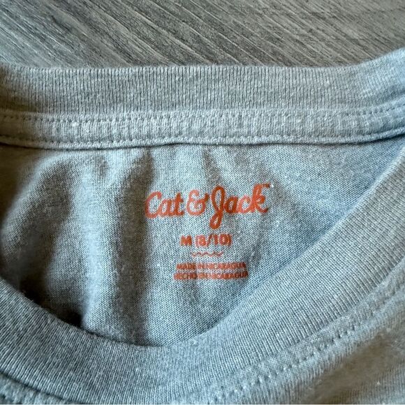 Cat & Jack Gray Red Plaid Long Sleeve Tee Dinosaur - Picture 4 of 6